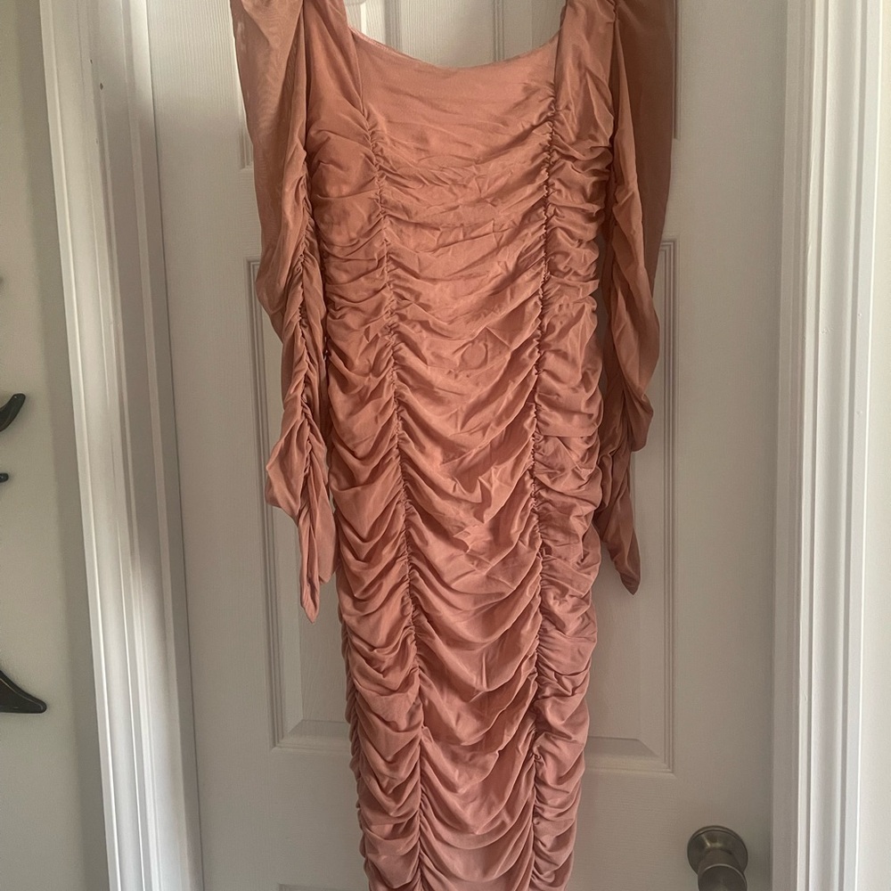 NWT SHEIN SXY Elegant Ruched Pink Dress